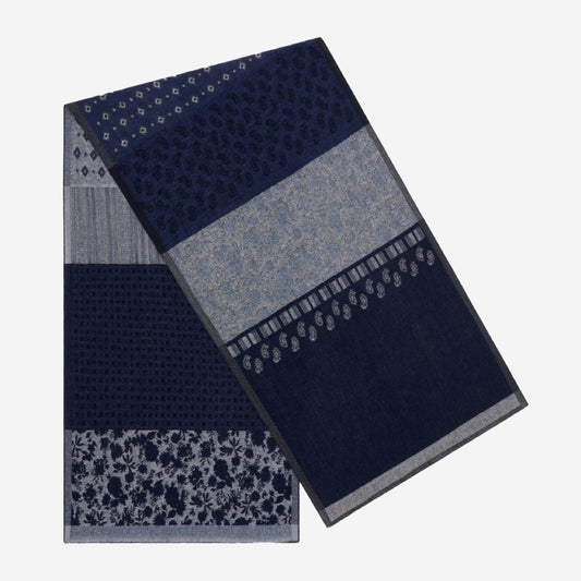 Federico (grey/blue) - Warm and soft Italian scarf from wool blend
