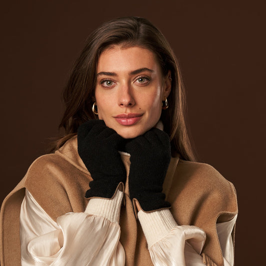 Florentina (black) - Handmade Italian knitted wool gloves with luxurious cashmere lining - Fratelli Orsini - Luxury Leather Gloves - Handmade in Italy - 8