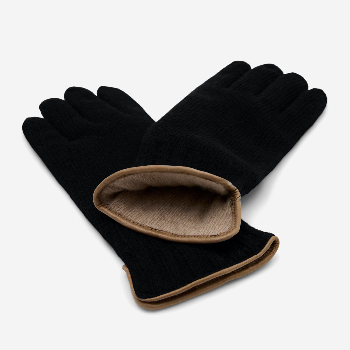 Florentina (black) - Handmade Italian knitted wool gloves with luxurious cashmere lining - Fratelli Orsini - Luxury Leather Gloves - Handmade in Italy - 2