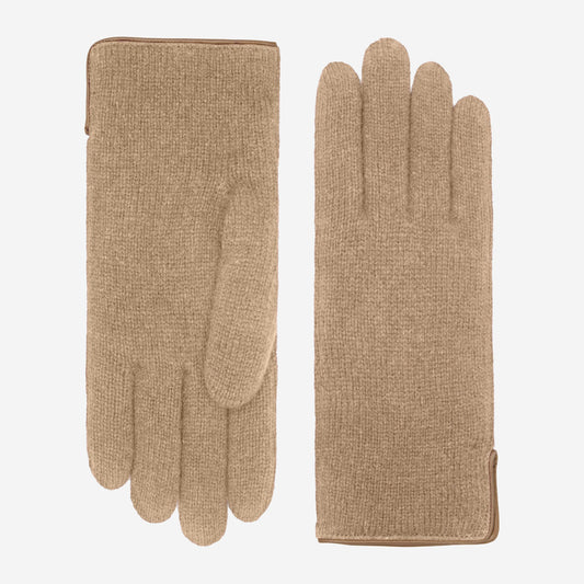 Florentina (sand) - Handmade Italian knitted wool gloves with luxurious cashmere lining