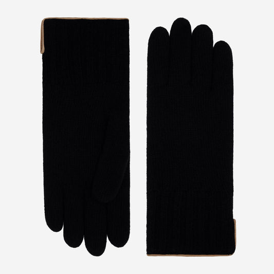 Florentina (black) - Handmade Italian knitted wool gloves with luxurious cashmere lining