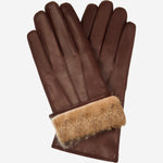 Francesca (brown) - Italian lambskin leather gloves with brown rabbit fur lining - Fratelli Orsini - Luxury Leather Gloves - Handmade in Italy - 1