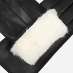 Francesca (black) - Italian lambskin leather gloves with white rabbit fur lining - Fratelli Orsini - Luxury Leather Gloves - Handmade in Italy - 4