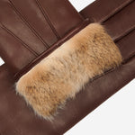 Francesca (brown) - Italian lambskin leather gloves with brown rabbit fur lining - Fratelli Orsini - Luxury Leather Gloves - Handmade in Italy - 4