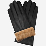 Francesca (black) - Italian lambskin leather gloves with brown rabbit fur lining - Fratelli Orsini - Luxury Leather Gloves - Handmade in Italy - 1