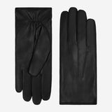 Francesca (black) - Italian lambskin leather gloves with brown rabbit fur lining