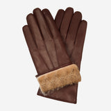 Francesca (brown) - Italian lambskin leather gloves with brown rabbit fur lining