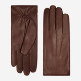 Francesca (brown) - Italian lambskin leather gloves with brown rabbit fur lining