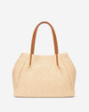 Celestina (cream) - Women's Italian raffia handbag with calf leather handles
