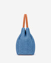 Celestina (sky blue) - Women's Italian raffia handbag with calf leather handles