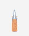 Allegra (sky blue) - Women's Italian raffia shoulder bag with leather handles