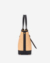 Simonetta (black) - Women's Italian raffia handbag with calf leather trim