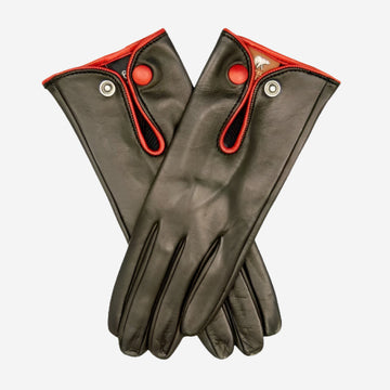GG4110 (noir/rouge) - Gants de conduite décontractés italiens pour femmes