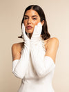 Gabriella (white) - Italian unlined 16-button length leather bridal / opera gloves - Fratelli Orsini - Luxury Leather Gloves - Handmade in Italy - 2