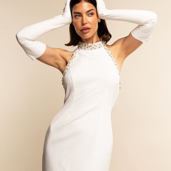 Gabriella (white) - Italian unlined 16-button length leather bridal / opera gloves - Fratelli Orsini - Luxury Leather Gloves - Handmade in Italy - 5