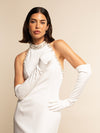 Gabriella (white) - Italian unlined 12-button length leather bridal / opera gloves - Fratelli Orsini - Luxury Leather Gloves - Handmade in Italy - 5