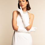 Gabriella (white) - Italian unlined 8-button length leather bridal / opera gloves- Fratelli Orsini - Luxury Leather Gloves - Handmade in Italy - 5