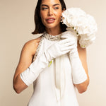 Gabriella (white) - Italian unlined 8-button length leather bridal / opera gloves- Fratelli Orsini - Luxury Leather Gloves - Handmade in Italy -  6