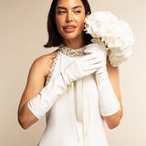 Gabriella (white) - Italian unlined 8-button length leather bridal / opera gloves- Fratelli Orsini - Luxury Leather Gloves - Handmade in Italy -  6
