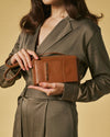 Giada (cognac) - Women's crossbody phone wallet with shoulder strap