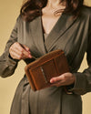 Giada (cognac) - Women's crossbody phone wallet with shoulder strap