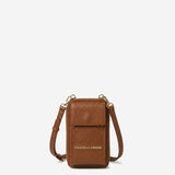 Giada (cognac) - Women's crossbody phone wallet with shoulder strap