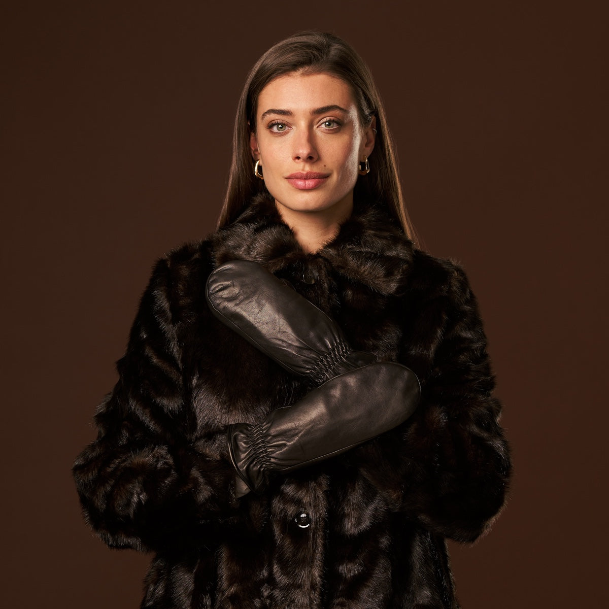 Gianetta (black) – Italian lambskin mittens with luxurious lambswool lining - Fratelli Orsini - Luxury Leather Gloves - Handmade in Italy - 4