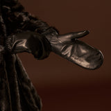 Gianetta (black) – Italian lambskin mittens with luxurious lambswool lining - Fratelli Orsini - Luxury Leather Gloves - Handmade in Italy - 6
