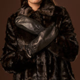 Gianetta (black) – Italian lambskin mittens with luxurious lambswool lining - Fratelli Orsini - Luxury Leather Gloves - Handmade in Italy - 8