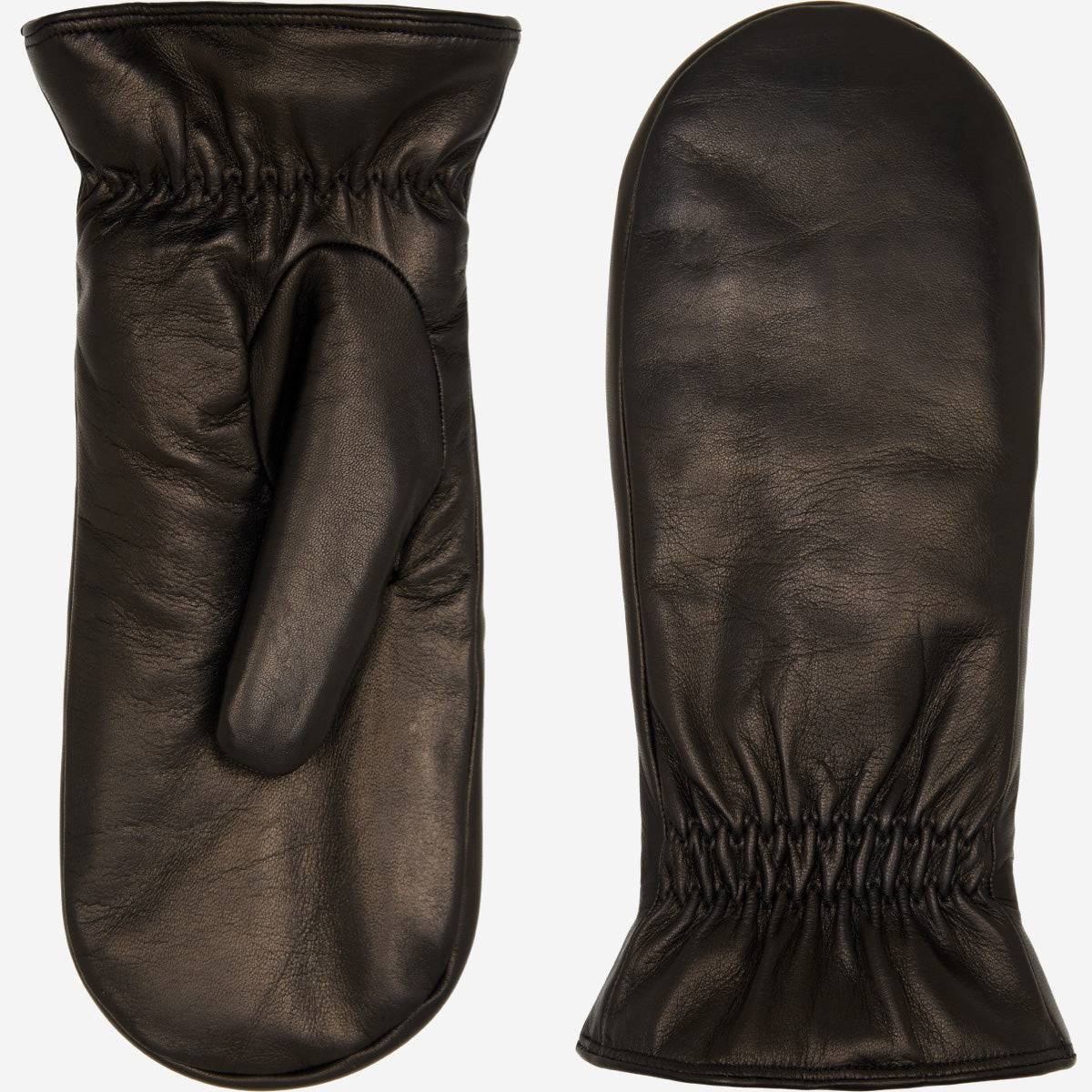 Gianetta (black) – Italian lambskin mittens with luxurious lambswool lining - Fratelli Orsini - Luxury Leather Gloves - Handmade in Italy - 1