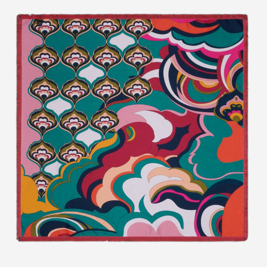 Giorgia (green/pink) - Soft and lightweight Italian foulard from pure silk