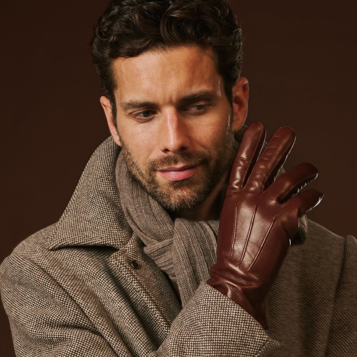 Brown Leather Gloves - Handmade in Italy