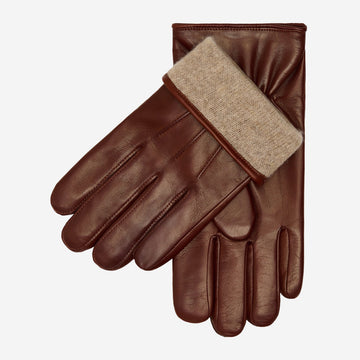 Giovanni (brown) - Classic Italian lambskin leather gloves with cashmere lining