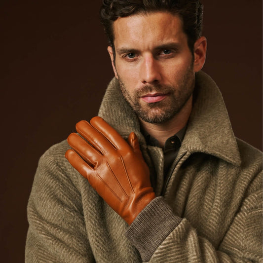 Giovanni (cognac) - Klassieke Italiaanse lamsleren handschoenen met kasjmiervoering