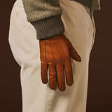 Giovanni (cognac) - Classic Italian lambskin leather gloves with cashmere lining