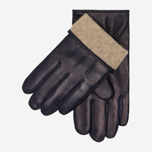 Giovanni (marineblauw) - Klassieke Italiaanse lamsleren handschoenen met kasjmiervoering