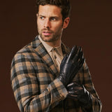 Giovanni (navy blue) - Classic Italian lambskin leather gloves with cashmere lining