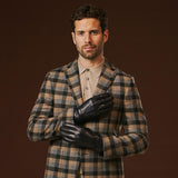 Giovanni (navy blue) - Classic Italian lambskin leather gloves with cashmere lining