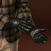 Giovanni (bleu marine) - Gants en cuir d'agneau italien classique avec doublure en cachemire