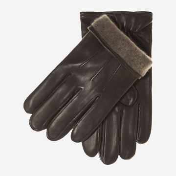 Giovanni (brown) - Classic Italian lambskin leather gloves with cashmere lining & touchscreen feature