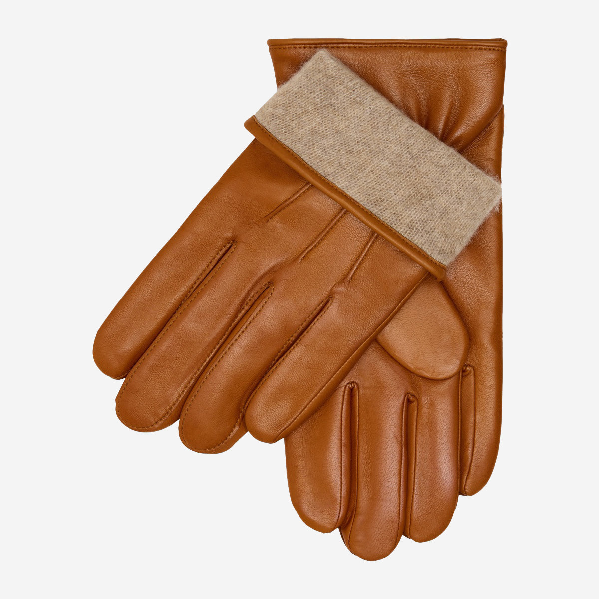 Cognac Leather Gloves - Handmade in Italy