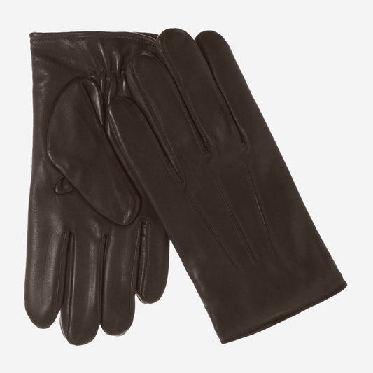 Giovanni (dark brown) - Classic Italian lambskin leather gloves with cashmere lining