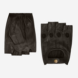 Giuseppe (black) - Italian lambskin fingerless leather driving gloves