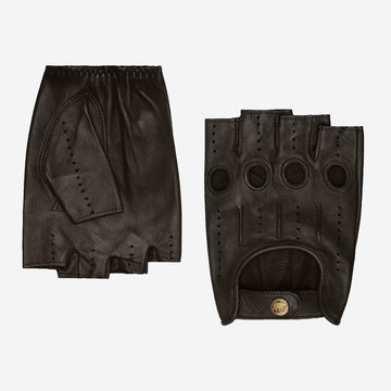 Giuseppe (Schwarz) - Italienische fingerlose Lammleder-Autohandschuhe