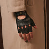 Giuseppe (Schwarz) - Italienische fingerlose Lammleder-Autohandschuhe