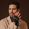 Giuseppe (Schwarz) - Italienische fingerlose Lammleder-Autohandschuhe