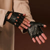 Giuseppe (Schwarz) - Italienische fingerlose Lammleder-Autohandschuhe
