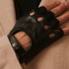 Giuseppe (Schwarz) - Italienische fingerlose Lammleder-Autohandschuhe
