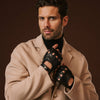 Giuseppe (Schwarz) - Italienische fingerlose Lammleder-Autohandschuhe