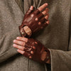 Giuseppe (Braun) - Italienische fingerlose Lammleder-Autohandschuhe